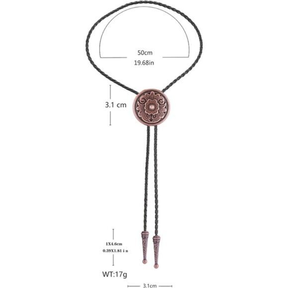 Floral Bolo Tie for Men Womens Small Copper - Picture 6 of 6